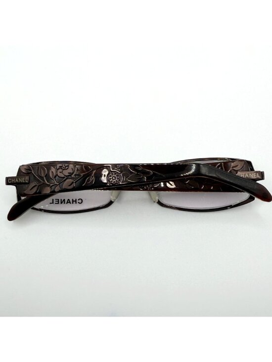 Vintage Chanel Brown Floral Rectangular Eyeglass Made In Italy main image 7
